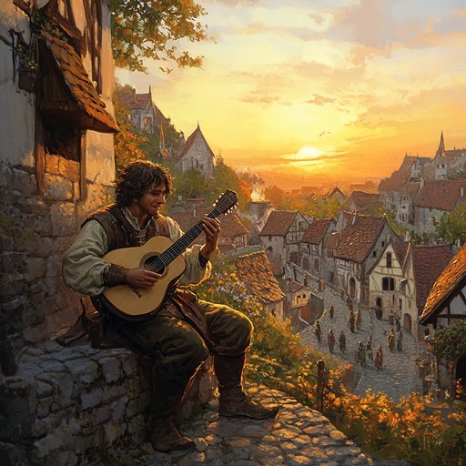 A medieval troubadour plays a lively and uplifting tune at dawn, filling the village with joy and hope for the new day. The song is light and airy, celebrating the beauty of life and the promise of new adventures.