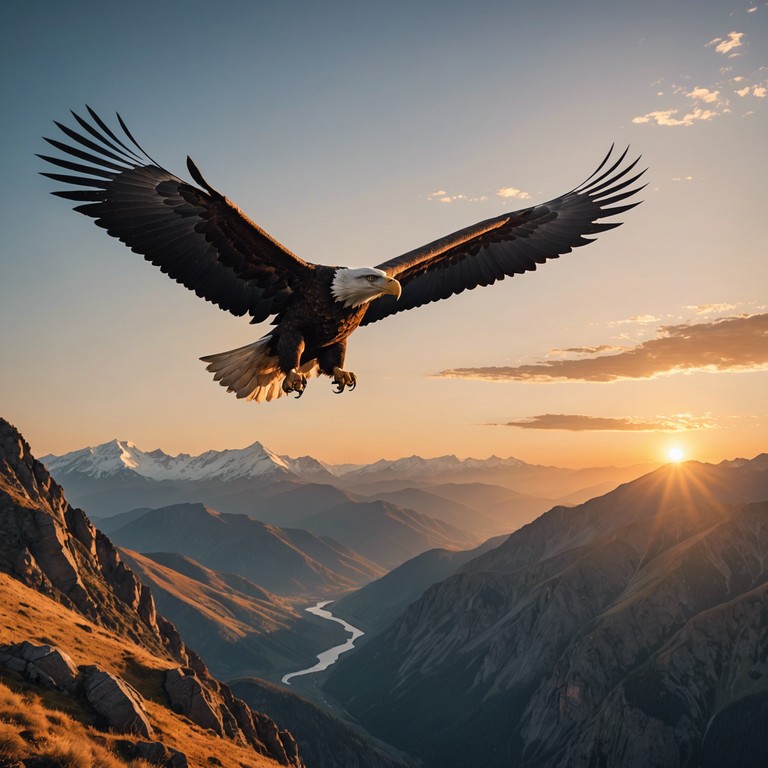 This track symbolizes the soaring spirit of freedom and patriotism through uplifting melodies. Inspired by the eagles' flight, it reflects the vast landscapes and heroic spirits of a proud nation, encouraging feelings of unity and pride.