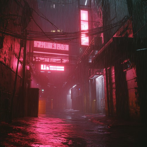 A grittier 80s inspired instrumental featuring brooding synths and driving guitars, perfect for scenes depicting the underbelly of a neon drenched cityscape, filled with tension and urban intrigue.