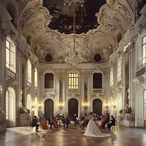 A captivating blend of baroque grandeur and euphoric melodies designed to evoke feelings of pure joy and celebration, featuring intricate harpsichord melodies combined with lush orchestrations.