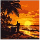 beautiful beach horizon radiates golden hues and calypso rhythms