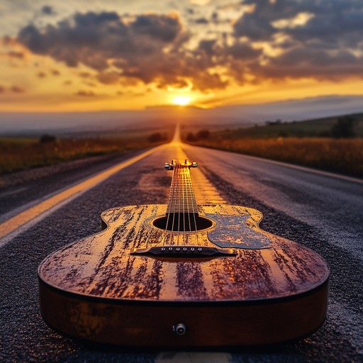 An exhilarating instrumental track blending energetic guitar riffs with classic americana rhythms, evoking the feeling of an adventurous road trip. Driving percussions and harmonica layers create a lively, upbeat atmosphere suitable for an open highway.