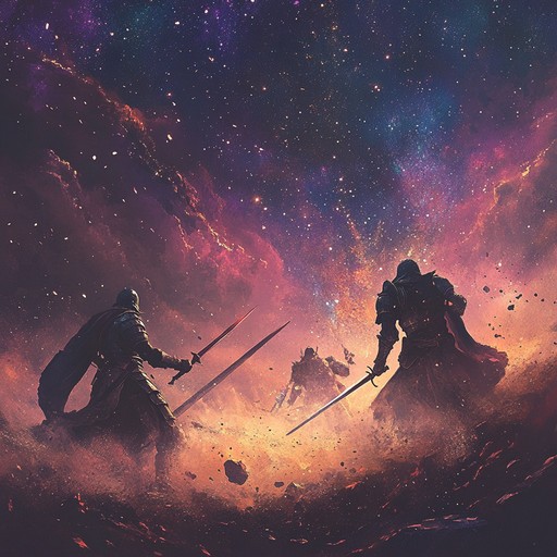 This orchestral symphony vividly portrays a series of grand cosmic battles, where valorous galactic warriors face off in an ultimate showdown. With powerful strings, commanding brass, and sweeping crescendos, the music illustrates moments of conflict, despair, and glorious victory, capturing the epic scale of the universe and its timeless struggles.