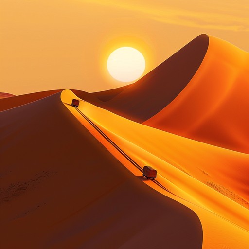 This track captures the essence of a mystical journey through the vast expanses of the arabian desert. The rhythmic patterns created by traditional percussion instruments, combined with the haunting melodies of the oud, evoke a sense of enchantment and wandering. The dynamic shifts between intense and serene passages mirror the shifting sands and the play of light, creating an immersive experience for the listener.