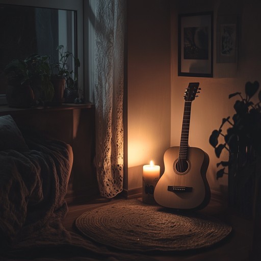 An intimate and reflective piece that captures the warmth and gentleness of a softly played acoustic guitar, reminiscent of quiet nighttime reflections under the stars.