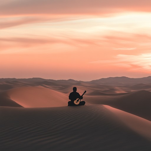 A hauntingly mournful melody played on an ethnic string instrument, the oud, evokes the desolation of endless sand dunes stretching into the horizon. The slow, measured pace and minor key tones paint a picture of profound sadness and isolation, while subtle, exotic percussion accents add a sense of distant, fading memories. A hauntingly mournful melody played on an ethnic string instrument, the oud, evokes the desolation of endless sand dunes stretching into the horizon. The slow, measured pace and minor key tones paint a picture of profound sadness and isolation, while subtle, exotic percussion accents add a sense of distant, fading memories.