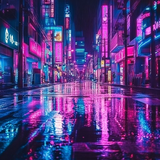 An instrumental track mixing retro synthwave melodies with contemporary trap rhythms, capturing the electric vibe of the city at night.