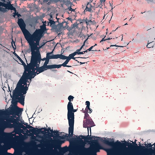 Emotive and soft piano harmonies sing through falling cherry blossom petals, creating an ideal backdrop for anime love stories. String accompaniments add depth, making it perfect for serenading romantic moments