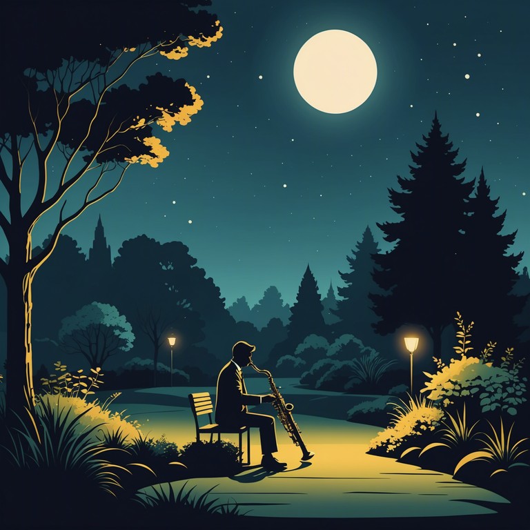 A saxophone delivers deep, soulful melodies, breathing life into the quiet of a serene, moonlit night, inviting a deep emotional connection and a reflective state of mind. Here, memories and the beauty of solitude come together in a harmonious blend of sound.
