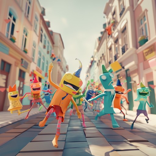 This high spirited track features a funky bass and animated sound effects that make listeners feel like they’re in a lively, whimsical cartoon parade. Bursting with energy and joy, it’s the perfect backdrop for fun and movement.
