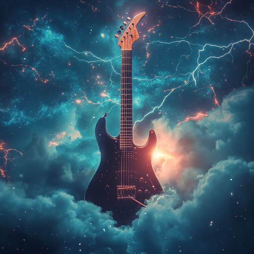 An instrumental rock piece harnessing the raw energy of a thunderstorm with electric guitar and driving percussion. Listeners experience the relentless power and beauty of nature viewed through a cosmic lens, blending heavy riffs with spacey melodies and dynamic intensity shifts. This track presents a vast, awe inspiring auditory journey.