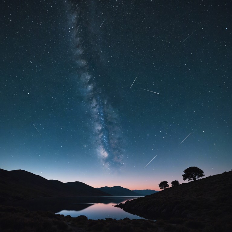 Imagine an instrumental piece where subtle beats resonate against calm, night sky inspired synths, crafting an ambient soundscape that feels like it's whispered by the spirits of a quiet, serene world. This music uses modern electronic production techniques to invoke the feel of a tranquility under the stars.