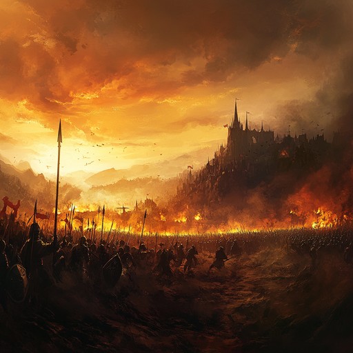 This theatrical piece tells a story of epic heroism and intense battles. Sweeping orchestral arrangements build tension and grandeur, climaxing in a majestic crescendo that glorifies the triumphs and trials of monumental struggles.