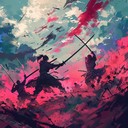 high energy anime soundtrack, orchestrated intense and heroic climax