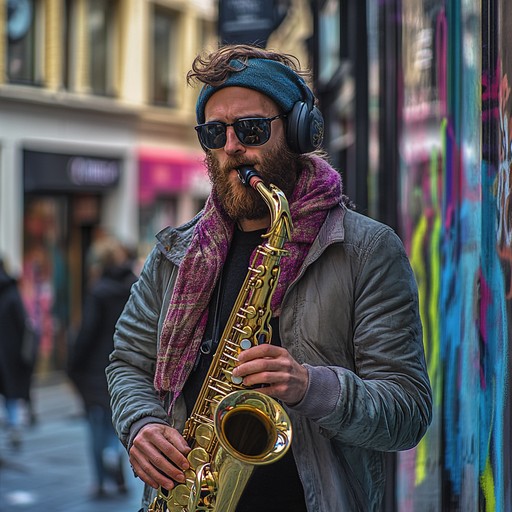 A lively and whimsical instrumental blending british flair with jack swing's groove, creating an upbeat and playful atmosphere. Incorporates elements of funk, jazz, and r&b, delivering a rhythmic and dynamic soundscape.