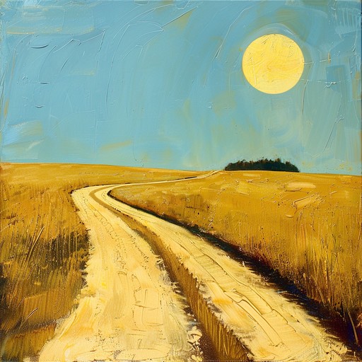 A soulful bluegrass composition capturing the essence of rural life's joys and sorrows. The acoustic guitar leads with rich, melodic strumming and fingerpicking patterns, accompanied by subtle banjo plucking and a soft fiddle. This instrumental piece takes listeners on an emotional journey, from the sweat of hard work to the serene beauty of open fields. Its slow to moderate tempo allows the listener to revel in the depth of each note, connecting to the true heart of the countryside.