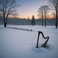 soft harp melodies evoke snowy holiday nostalgia