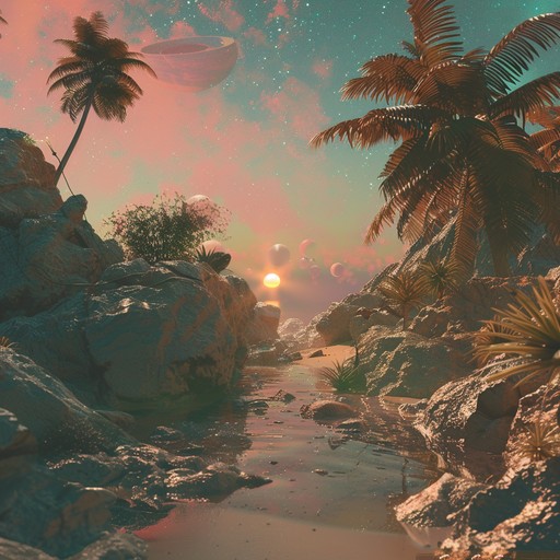 Picture an otherworldly oasis where cosmic sounds meet ancient middle eastern melodies. The oud's earthy strums mix seamlessly with ethereal synths, creating an ambient journey through mystical landscapes beneath a starlit sky.