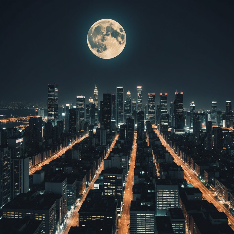 A track that combines the rhythmic energy of dance music with the laid back sophistication of hip hop, set against a backdrop of a bustling cityscape at night. This instrumental mirrors the flow and pulse of a vibrant city life under the moonlight.