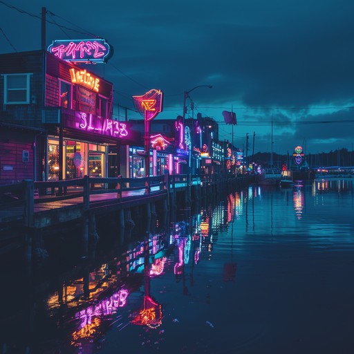 This instrumental chill synthwave composition immerses listeners in a calm and nostalgic ambiance, featuring analog synths and gentle rhythms, perfect for nighttime relaxation and reflection under a neon lit sky.