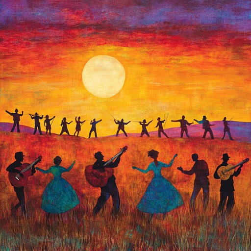 Picture a lively sunset gathering on a vast prairie, where friends and family are brought together by music and dance. This instrumental track features upbeat country rhythms, twangy guitar riffs, and infectious melodies that inspire foot tapping and joyful movement. The fiddles and banjos add authenticity and warmth to the sound, ensuring everyone feels the vibrant energy of a summer evening celebration.