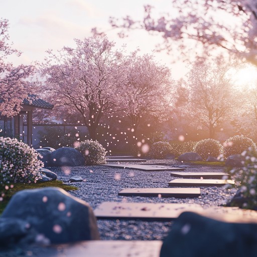 An instrumental j pop composition featuring gentle melodies and soothing harmonies that create a peaceful atmosphere, reminiscent of a quiet stroll through a japanese garden at dawn.