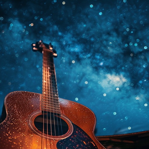 Imagine lying on a grassy hill, gazing up at a clear night sky, as the gentle sounds of an acoustic guitar play softly, blending with the natural ambience of the night. This alternate version emphasizes the intimate connection between the listener and the endless expanse of the universe above.