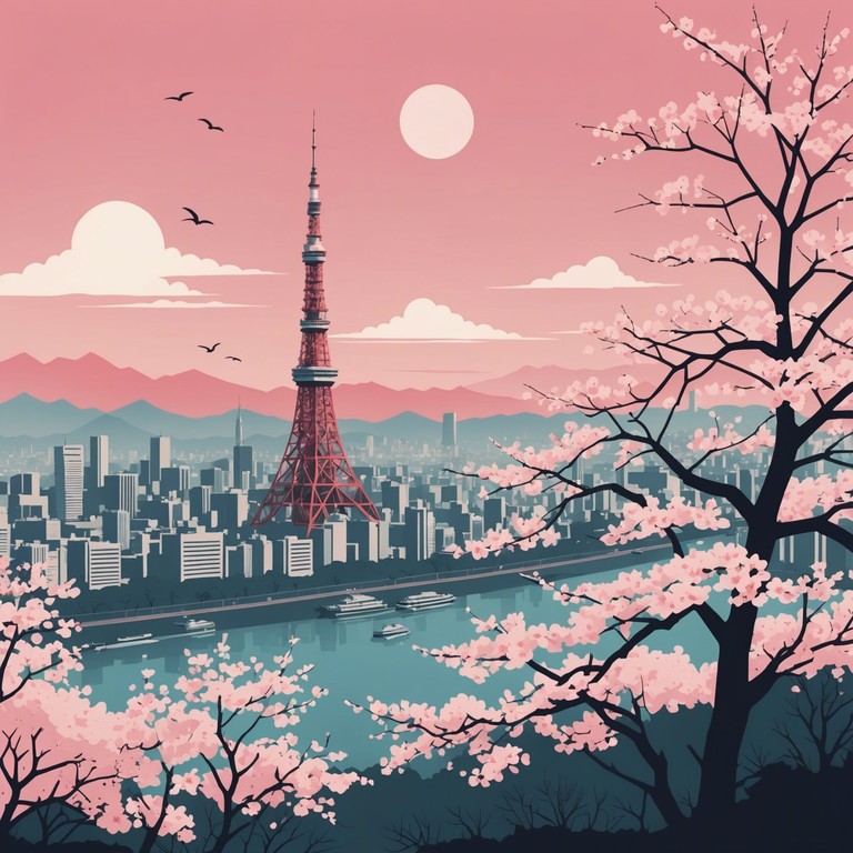 The song is a serene auditory journey through tokyo during cherry blossom season, with soft koto sounds set against a subtle urban backdrop, providing a soundtrack for peaceful introspection.