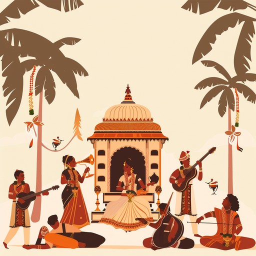 This energetic and joyful instrumental piece features traditional hindustani sounds to create an atmosphere of celebration and festivity. The dynamic rhythms and melodies played by classical indian instruments bring out a sense of warmth and elation.