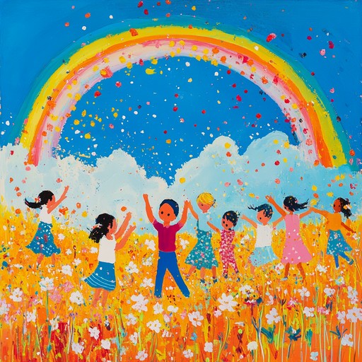 An exuberant and lively instrumental track ideal for enhancing children's playful explorations. With bright, bouncy melodies that evoke images of rainbows and laughter, this piece is designed to fill young hearts with happiness and enthusiasm, stimulating creative play and joyful interaction.