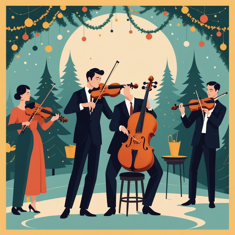 Imagine a grand orchestra playing at a magnificent winter festival, capturing the essence of joy, festivity, and the dramatic flair of seasonal celebrations.