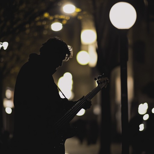 A smooth instrumental track featuring a bass guitar groove that encapsulates the feeling of being alone in the city at night. The melody blends elements of funk and acid jazz to create an introspective and melancholic atmosphere.