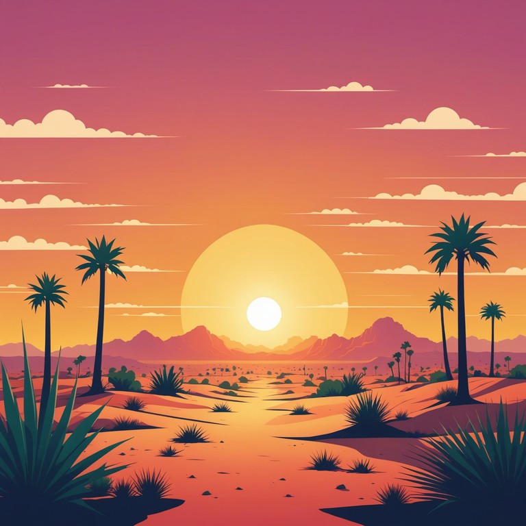 Feel the warmth of the rising sun through vibrant beats and joyful harmonies, creating a musical representation of the sahara waking up to a new, hopeful day.