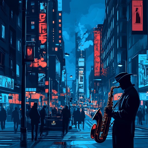 Immerse yourself in the rhythm of a lively urban night with rich jazz harmonies and soulful tones. This instrumental journey captures the essence of city life, evoking both the energetic pulse of the streets and the serene solitude found within.