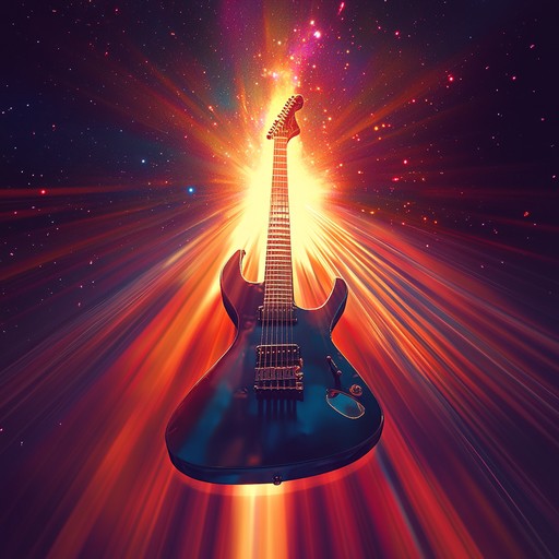 Dive into an ecstatic solar journey, filled with shimmery and complex electric guitar solos, layered with intricate progressive rock structures, evoking strong emotions of joy and empowerment.