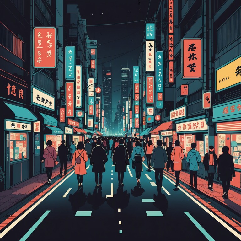 This track embodies the bustling energy of a neon lit tokyo, blending traditional japanese instruments with modern jpop stylings for a lively, upbeat sound that captures the essence of the city's vibrant night life.