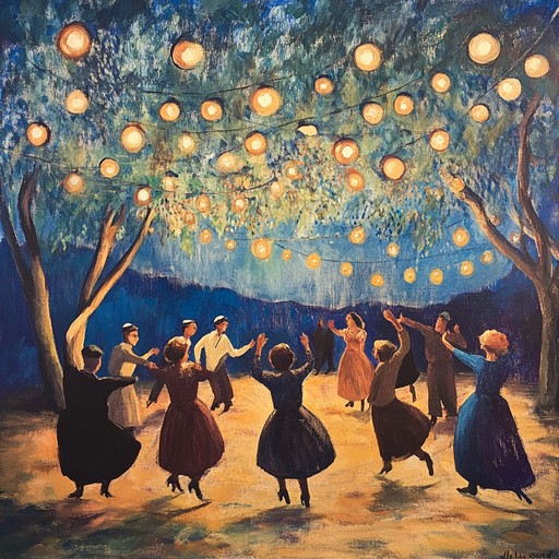 Experience an upbeat jewish dance party brimming with traditional klezmer music, where lively clarinet tunes and rhythmic beats bring everyone to the dance floor in sheer joy and celebration.