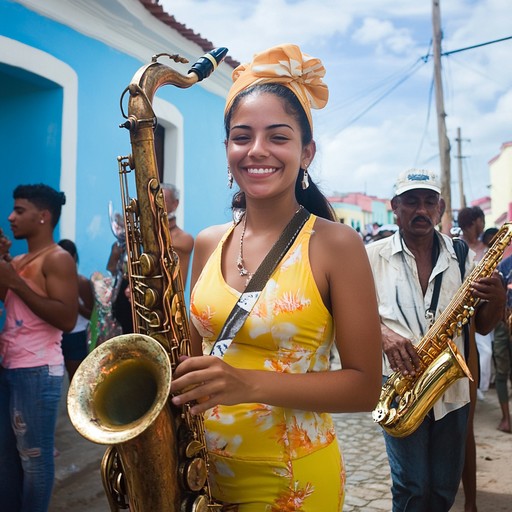 Revel in the energy of an afro cuban celebration with driving percussion and euphoric melodies, bringing the lively essence of cuban street parties to life, making listeners want to dance along