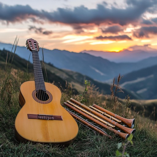 Immerse yourself in the calming melodies of pan flute and gentle guitar, painting a sonic portrait of the andean mountains at sunset. This instrumental track soothes the soul and brings the tranquility of the highlands to the listener, perfect for relaxation and reflection.