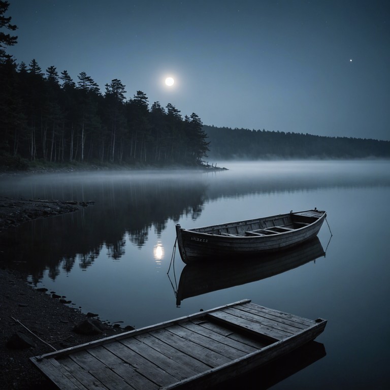 Reimagining the tranquil yet haunting vibes of a secluded bay under the moon's full gaze, where each note from the harmonica stirs the soul and awakens the mysteries of the heart.