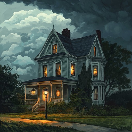 Otherworldly echoes and chilling beats come together in this haunted house track. The steady tempo, minor chords, and eerie synthesizer effects create a spine tingling atmosphere perfect for a horror themed setting.