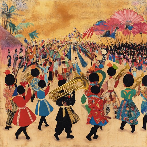 This song captures the essence of an extravagant carnival parade, with bold brass and rhythm sections leading the charge. Sweeping melodies and rapid percussive beats transport listeners to streets filled with dancing and revelry, embodying an exhilarating and larger than life celebration.