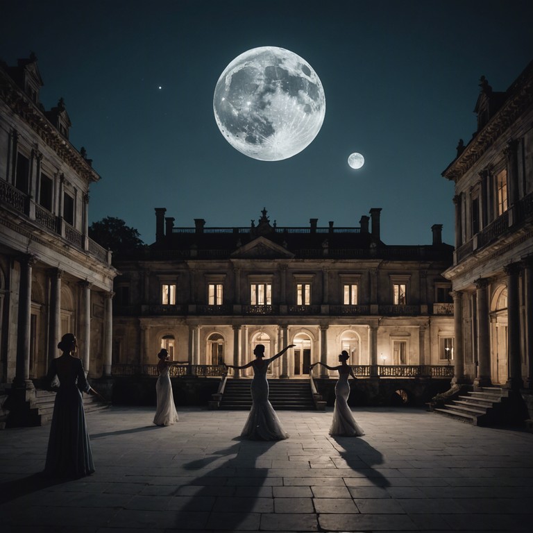 As the clock strikes midnight, a sophisticated yet haunting piano melody intertwines with an orchestra in this waltzes composition, echoing through a grand estate where secrets and whispers fill the corners of its richly decorated rooms.