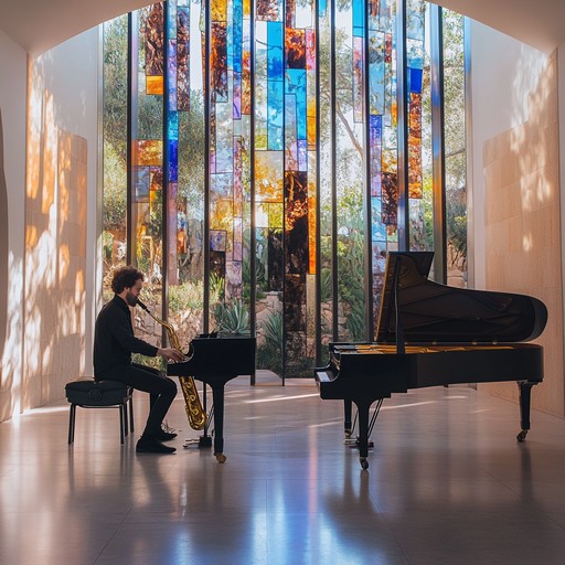 An instrumental piece that combines the rhythmic elements of swing jazz with spiritual music's soulful, uplifting essence. The interplay between the saxophone and gentle piano creates a meditative yet energizing experience, perfect for evoking feelings of harmony and timeless joy.