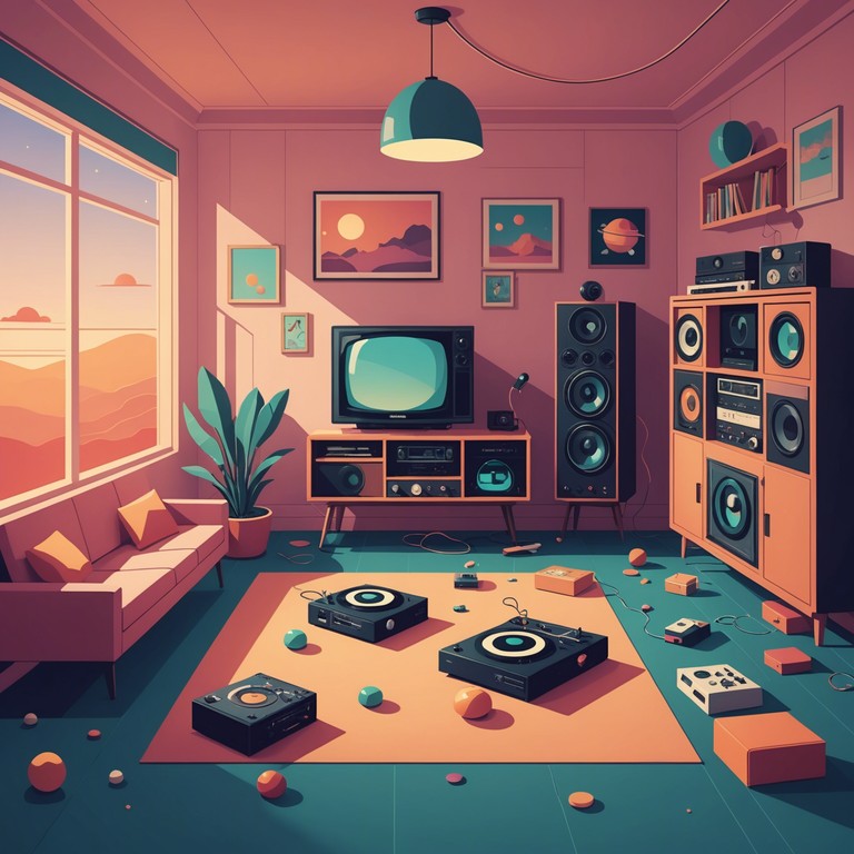 A soundscape that merges the quirky sounds of electronic children's toys with the mellow tones of lo fi music, creating a dream like state that transports the listener to a serene, yet playful digital realm. A soundscape that merges the quirky sounds of electronic children's toys with the mellow tones of lo fi music, creating a dream like state that transports the listener to a serene, yet playful digital realm.