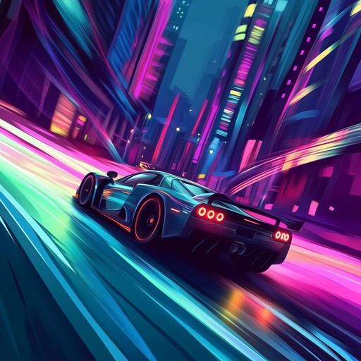 An electrifying synth driven track capturing the essence of a high speed pursuit through the vibrant, neon drenched streets of an 80s metropolis, blending pulsating rhythms with soaring melodies.