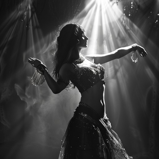 A mesmerizing arabian belly dance piece featuring a hypnotic oud melody, driving darbuka rhythms, and swirling wind instruments. The song evokes images of a sultry dancer enchanting the audience in a desert tent under the starry night sky.