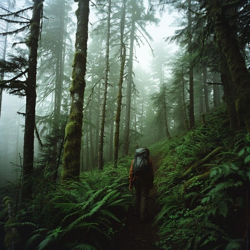 A serene and immersive instrumental piece that captures the essence of a misty forest hike, with gentle melodies and soothing harmonies