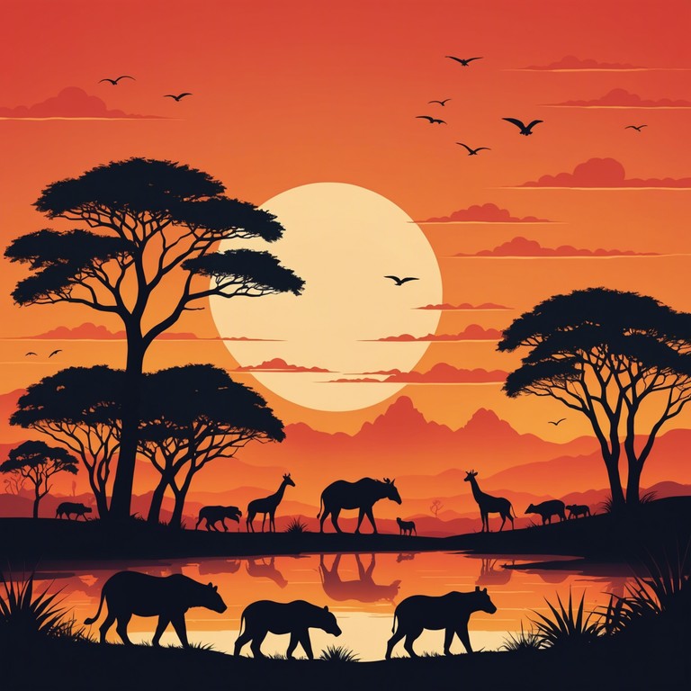 This track blends the lively elements of jazz with the rhythmic pulses of house music, creating an exotic soundscape reminiscent of a vibrant safari sunset. The composition features intricate saxophone solos that dance over a backdrop of deep house beats, transporting listeners to a dusky, electrifying savannah landscape.