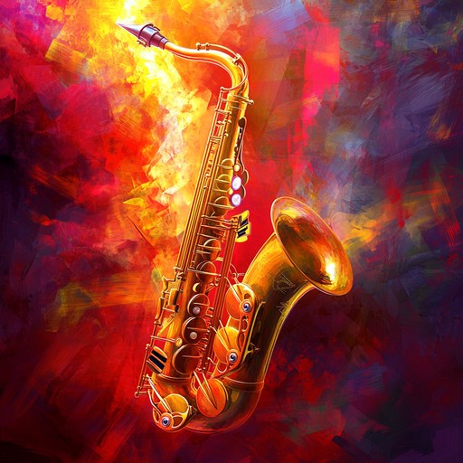 Experience the power of a furious jazz cyclone with a blazing saxophone and intense rhythmic patterns, capturing an atmosphere of rebellion and unrestrained wildness.